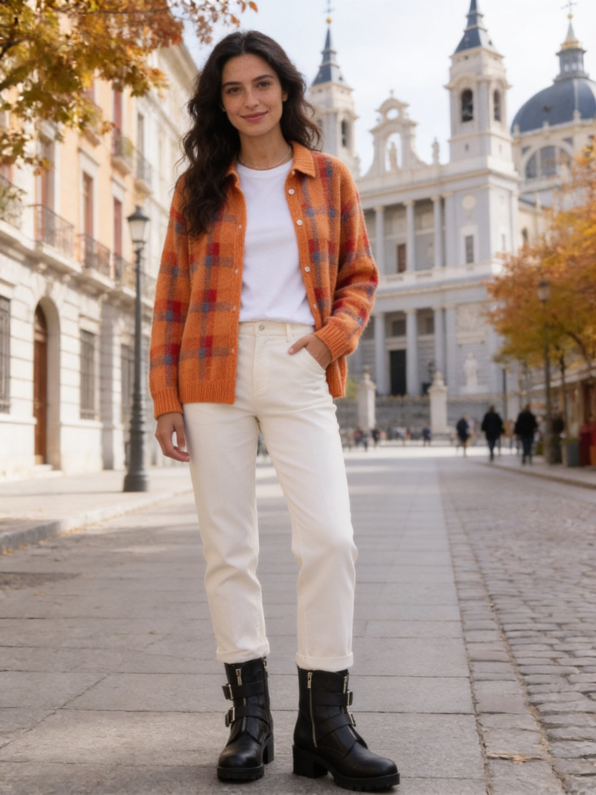 Almudena · Cárdigan de cuadros
