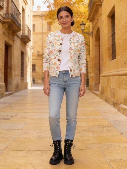 Alhelí · Cárdigan de punto con flores pastel