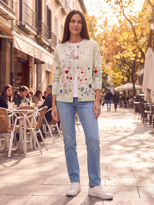 Amapola · Cárdigan de punto con flores silvestres