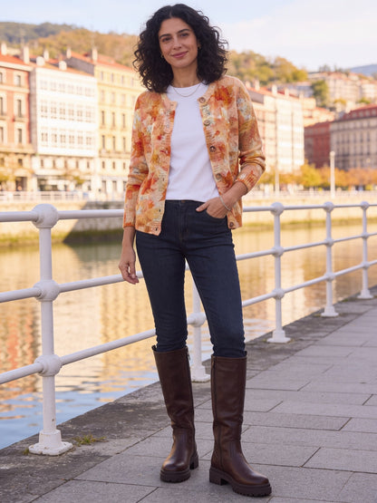 Begonia · Cárdigan de punto con hojas de otoño