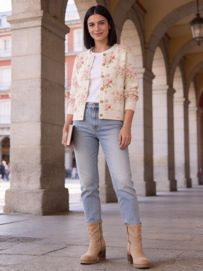 Rosaura · Cárdigan de punto con rosas