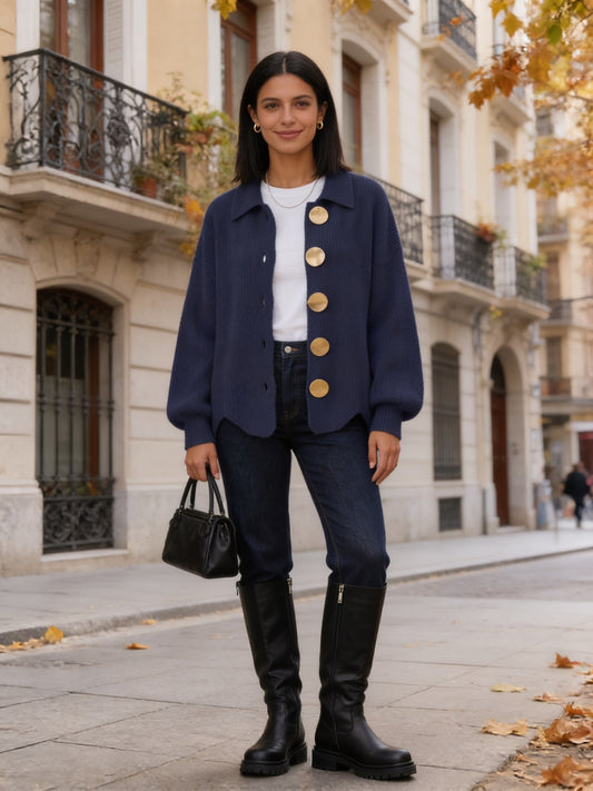 Mencía · Cárdigan oversize con botones metálicos