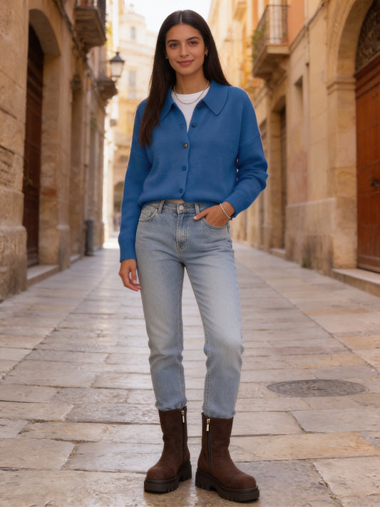 Oria · Chaqueta de punto con cuello camisero