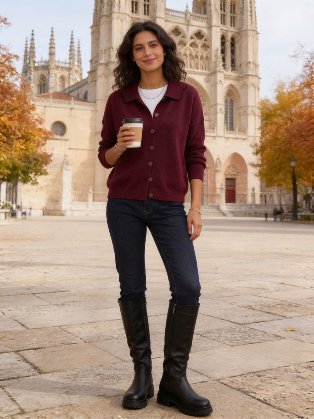 Malena · Chaqueta de punto con cuello y botones