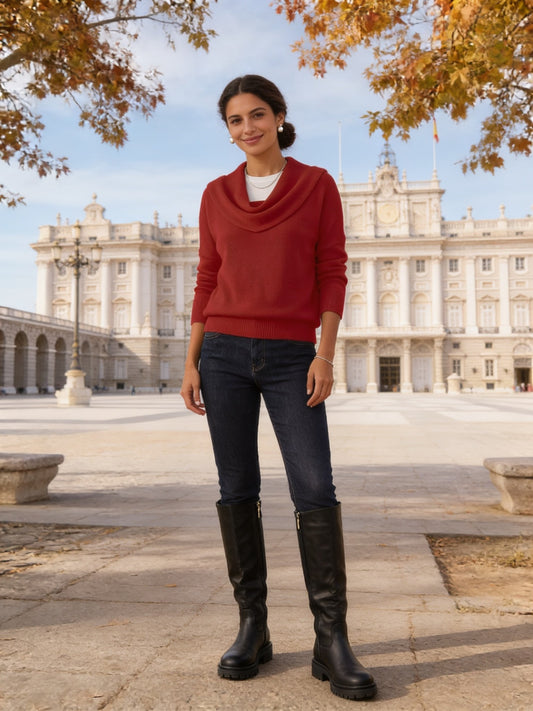 Ximena · Jersey con cuello drapeado