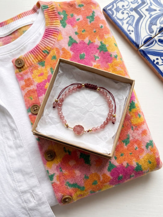 Ainhoa · pulsera de cuentas rosas