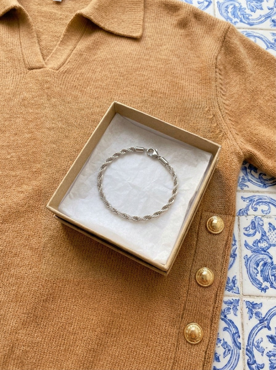 Malva · Pulsera trenzada de acero