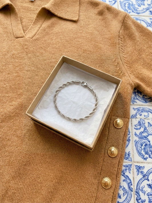 Malva · Pulsera trenzada de acero