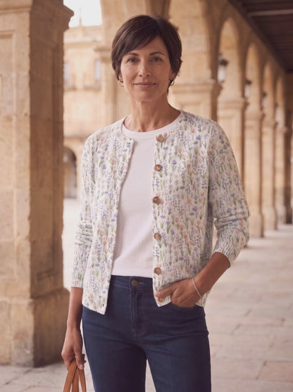 Verbena · Cárdigan de punto con florecillas