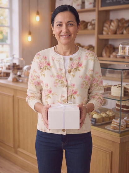 Rosaura · Cárdigan de punto con rosas