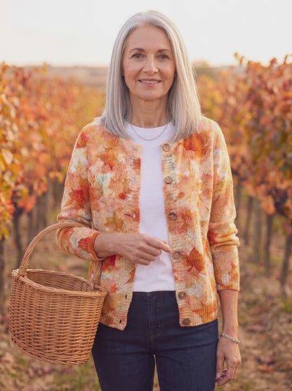 Begonia · Cárdigan de punto con hojas de otoño