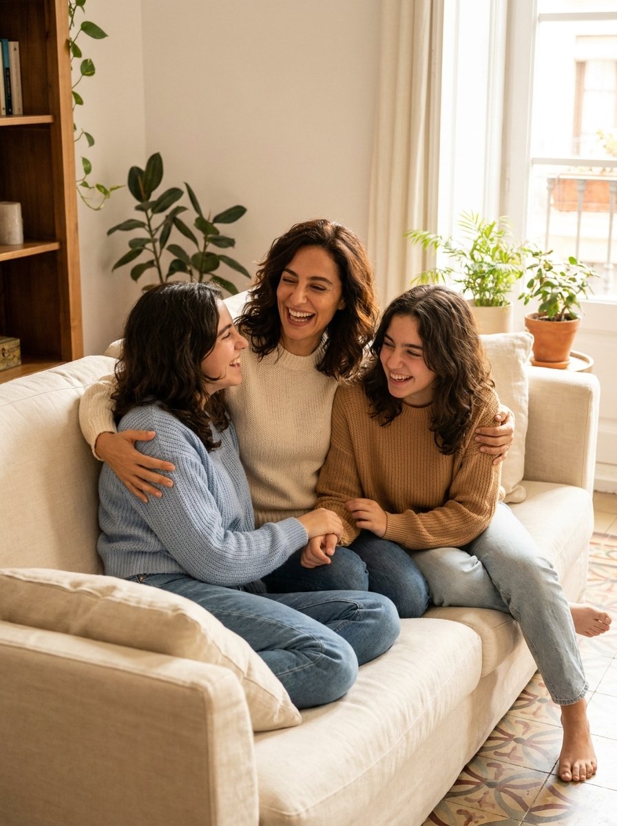 Ana María con sus hijas, Nerea y Kiara